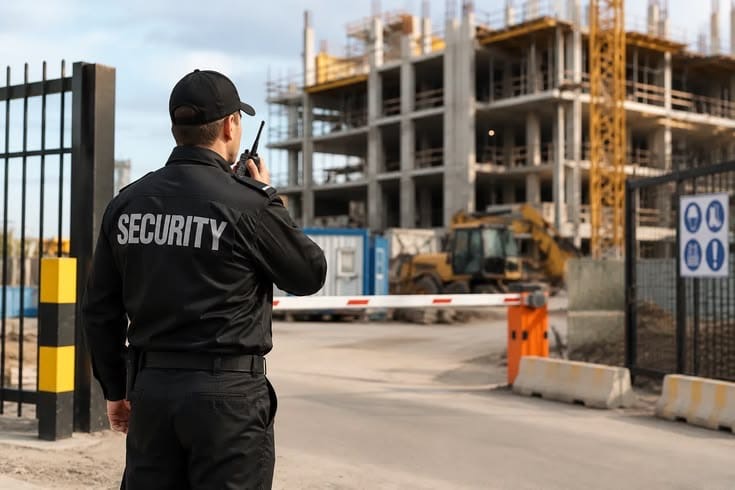 Noble Shield security officer guarding construction site
